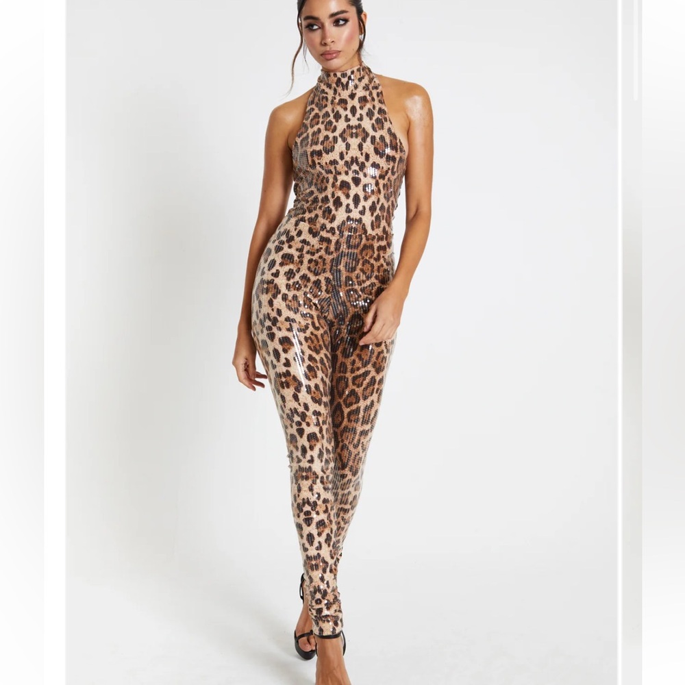 By Esme Rose Leopard Print Jumpsuit sz. 16 NEW